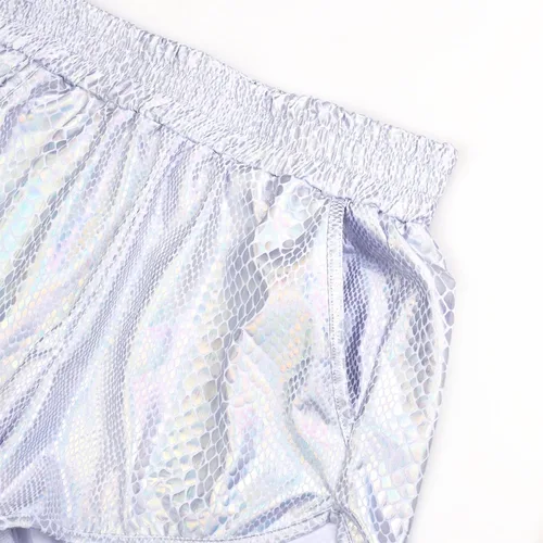 Miniatura 4 de Perfashion - Shorts metálicos brillantes para mujer