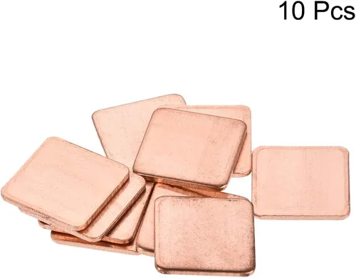 Miniatura 3 de uxcell Disipador térmico de cobre térmico de chipset IC plano para CPU GPU 0.591 x 0.591 x 0.047 in 10pcs