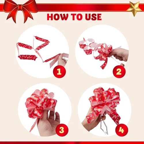 Miniatura 5 de JOYIN 24 lazos de cinta de Navidad (5 pulgadas de ancho); accesorio de envoltura de regalo fácil y rápido para regalos, lazos, cestas, decoración