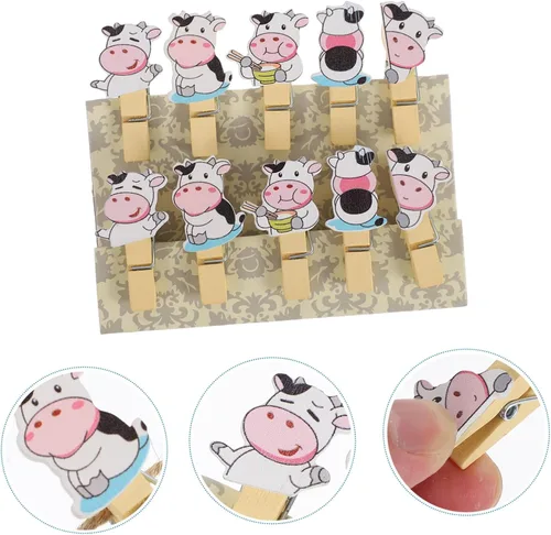 Miniatura 9 de COLLBATH Paquete de 5 clips de fotos de madera con cuerdas, soportes decorativos para fotos, manualidades y pancartas, clips compactos y colgantes