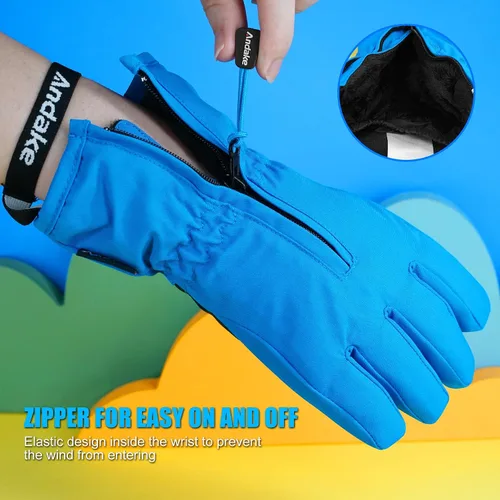 Miniatura 2 de Andake - Guantes de nieve impermeables y transpirables para niños de 2 a 7 años, guantes abrigados de esquí para invierno, mitones para niños y niñas