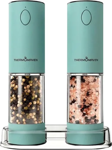 Miniatura 13 de ThermoMaven Juego de molinillo eléctrico de sal y pimienta, 3.7 fl oz más grande, recargable, automático, molinillo de sal y pimienta con 6 grosores