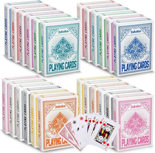 Miniatura 7 de Zubebe Juego de 12 cartas de juego con 12 colores de baraja de cartas a granel índice jumbo en tamaño de póquer barajas de póquer estándar