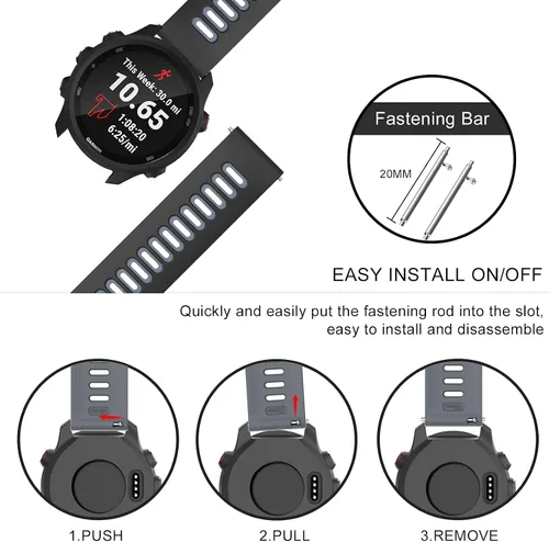 Miniatura 5 de OVERSTEP Correa compatible con Garmin Vivoactive 3 Forerunner 645 Venu, 0.787 pulgadas de silicona suave de repuesto para Samsung Galaxy Watch 3