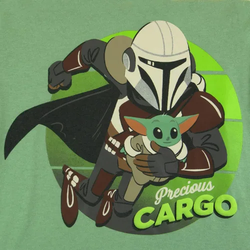 Miniatura 3 de STAR WARS The Mandalorian - Conjunto de camiseta y pantalones cortos para niños, The Mandalorian Baby Yoda camiseta y pantalones cortos para niños