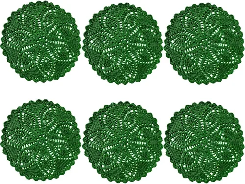 Miniatura 11 de Mantel Individual de Encaje de 11 a 12 Pulgadas Tapetes de Mesa Redondos Hechos a Mano Tapete de Ganchillo Cocina Vajilla Posavasos para Taza