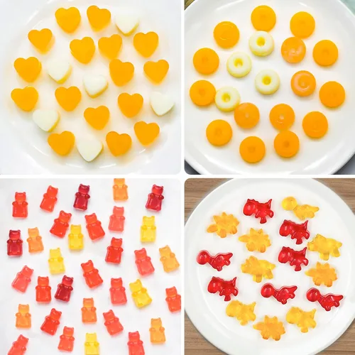 Miniatura 5 de WARM TIME Gummy Bear - Moldes de silicona para caramelos, mini moldes de goma con 2 goteros, moldes de silicona antiadherentes de grado alimenticio