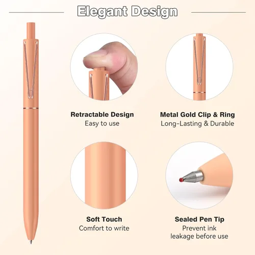 Miniatura 4 de SUIN Bolígrafos de gel – Tinta negra de secado rápido de 0.028 in, bolígrafos de gel retráctiles, punta fina media para una escritura suave, bonitos