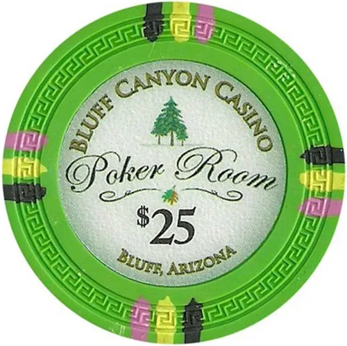 Claysmith Gaming Bluff Canyon Poker Chip - Compuesto de arcilla pesada de 0.48 oz, paquete de 50 Verde ($25 Green)