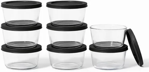 Miniatura 28 de Juego de 8 recipientes de vidrio para almacenamiento de alimentos (4 recipientes + 4 tapas sin BPA), 6.5 tazas, a prueba de fugas, aptos
