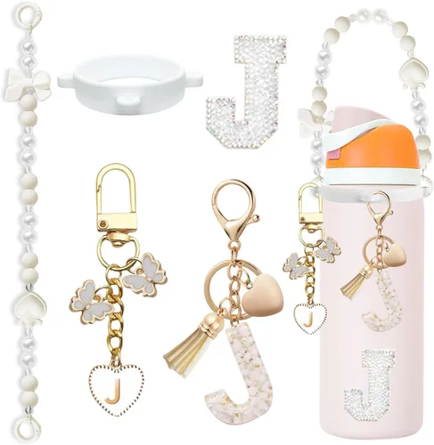Miniatura 73 de Lindo Juego de Dijes de Letras para Botella de Agua Owala de 24oz, 32oz, 40oz, Owala Kids y Vaso de Café, FreeSip – Incluye Correa con Asa, para Rosa