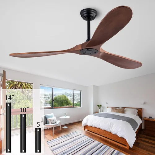 Miniatura 17 de QUTWOB Ventilador de techo de madera de 42 pulgadas con control remoto de luces, motor CC silencioso de 3 aspas para patio, sala de estar, Cuerpo
