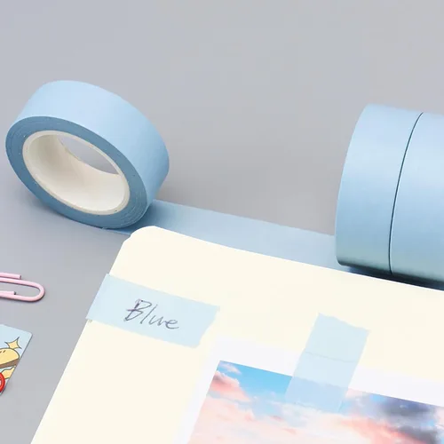 Miniatura 5 de NatSumeBasics 3 Cintas Washi Azul Claro Lisas Cinta Adhesiva Decorativa para Enmascarar, 32 Pies Cintas Autoadhesivas para Embalaje Decoración
