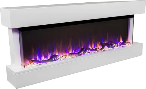 Miniatura 3 de Touchstone Chesmont Chimenea eléctrica inteligente - Chimenea para colgar en la pared con manto flotante blanco de 50" de ancho - Habilitada