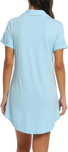 Miniatura 3 de Cherrydew Camisones para mujer, ropa de dormir súper suave y cómoda, de viscosa de bambú, con botones, camisa de dormir S-XXL