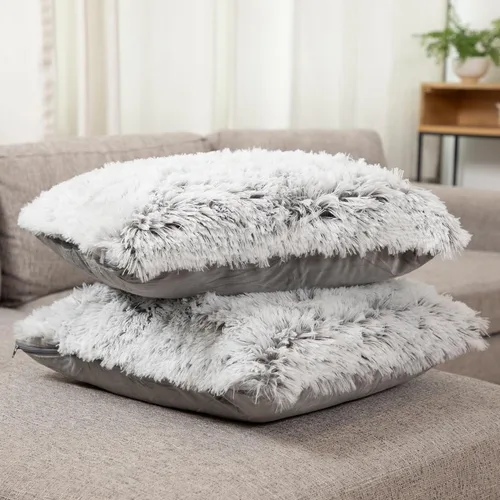 Miniatura 26 de Cheer Collection Almohadas Decorativas para Sofá y Cama, Almohadas Decorativas Suaves de Pelo Largo con Rellenos Incluidos, Acogedoras Almohadas