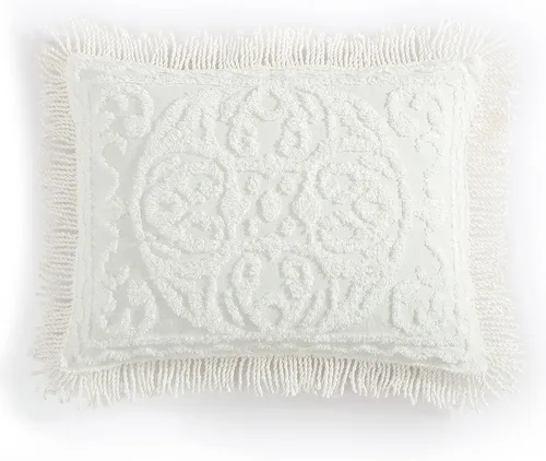 Miniatura 37 de Beatrice Home Fashions Colcha de Chenilla con Medallón, Full, Blanco