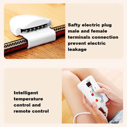 Miniatura 5 de Alfombra de calefacción eléctrica, tapete calefactable, almohadilla térmica eléctrica, calentador de pies con temporizador y termostato ajustable