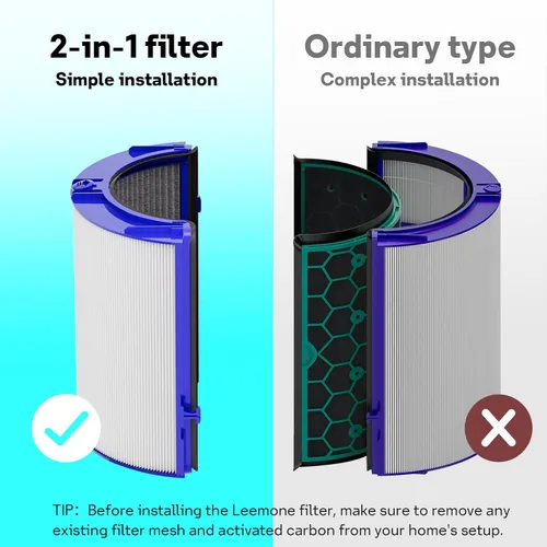 Miniatura 7 de Leemone Filtro de carbono HEPA 2 en 1 para Dyson PH01 HP06 TP06 HP07 TP07 HP09 TP09 TP10 HP10 Puri-fier de aire de vidrio combinado de 360°, 1