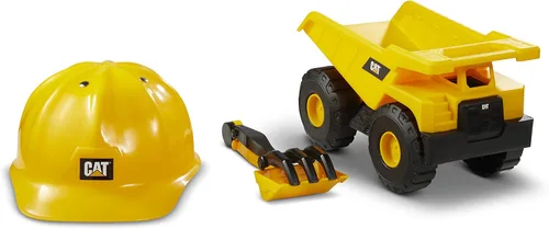 Miniatura 10 de CAT Juguetes de Construcción, Set de Arena de Excavadora Juguetes de Exterior - Camión Volquete de Juguete CAT de 10" y Cargadora, Casco, Pala