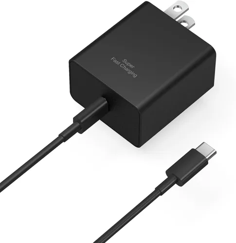 Cargador USB C súper rápido, cargador tipo C bloque de carga rápida con cable tipo C a C de 6 pies para Galaxy S25 Negro