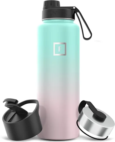 Miniatura 38 de IRON °FLASK Frasco de hidratación para acampar y senderismo con pajilla, botella de agua deportiva de acero inoxidable con aislamiento de boca Dark