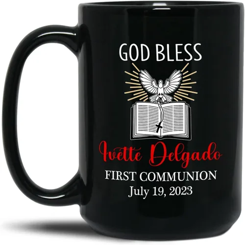 Miniatura 13 de Personalized Baptism Coffee Mug Gift With Baby Name & Date Baptized, Customized Baby Baptism Christening Black Ceramic Mug Gift For Dad Mom