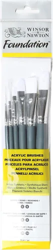 Miniatura 5 de Winsor & Newton Juego de brochas acrílicas sintéticas, mango corto, redondo, paquete de 3
