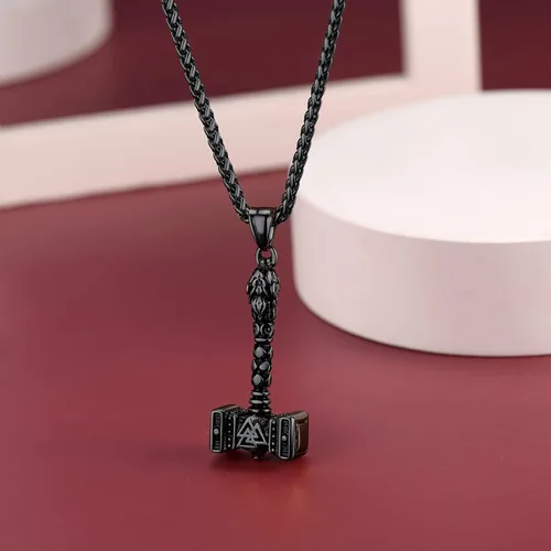 Miniatura 8 de FaithHeart - Collar con talismán de martillo de Thor vikingo para hombre, amuleto nórdico vintage de Mjolnir, colgante con cadena de trigo