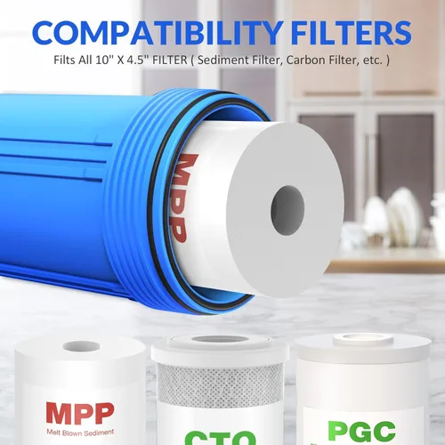 Miniatura 5 de SimPure Carcasa del filtro de agua para toda la casa (DB10P), carcasa universal de filtro de sedimentos y carbón de 10" x 4.5", sistema