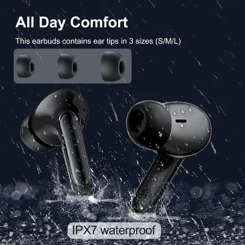 Miniatura 6 de Blackview Auriculares inalámbricos, Airbuds 8, Bluetooth 5.3, cancelación de ruido, IPX7 impermeable, tiempo de reproducción de 56 horas, control