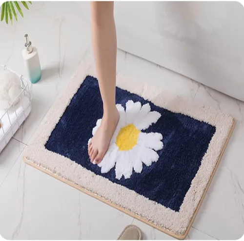 Miniatura 6 de Alfombra de baño con diseño de margaritas, suave, antideslizante, absorbente, reutilizable, lavable a máquina, decoración del hogar para baño