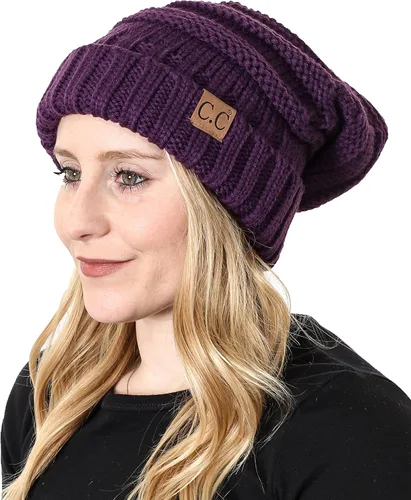 Miniatura 74 de Funky Junque Gorro de moda de punto trenzado de talla extragrande, grueso, abrigado, suave y holgado