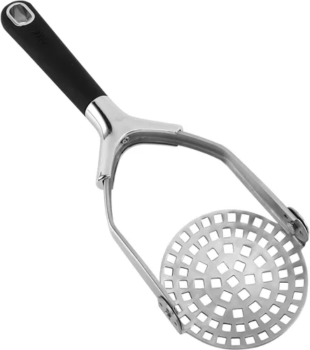 Cook With Color Triturador de patatas de mano, acero inoxidable profesional con asas suaves y cómodas, triturador de alimentos, plegable