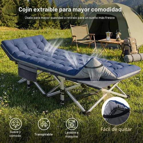 Miniatura 3 de ABORON Catre de Campamento para Adultos de 28" Extra Ancho, Paquete de 2 Catres Oxford 1200D Resistentes para Dormir, Cama de Campamento Plegable