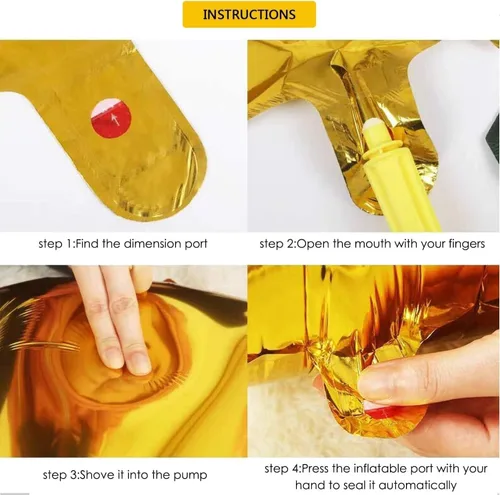 Miniatura 5 de Big Libra - Cartel de globos energéticos, color dorado, 16 pulgadas, 1 unidad, autosellado, acabado metálico, perfecto para fiesta de cumpleaños