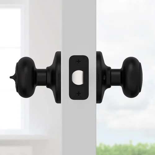 Miniatura 2 de Kwikset Cove - Pomo de puerta de privacidad interior con cerradura, manija de puerta para baño y dormitorio, pomo de puerta negro mate con cerradura