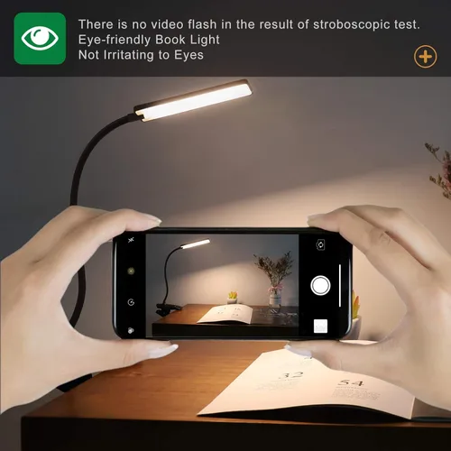Miniatura 6 de Luz de Lectura LED con Clip Recargable USB Luces para Libros, 24 LEDs Lámpara de Cama Nocturna de Cuello Flexible, Control Táctil Lámparas de Negro