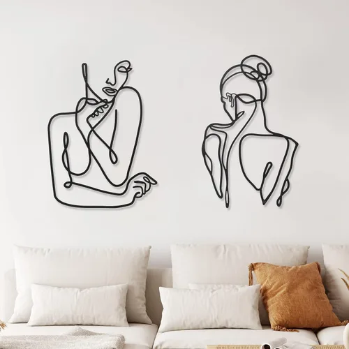 Photect 2 piezas de arte de pared minimalista de metal abstracto para mujer, decoración del hogar, decoración de habitación, decoración moderna de