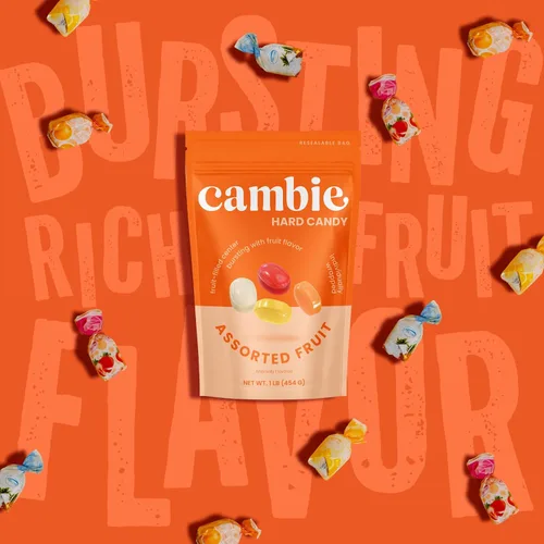 Miniatura 7 de Caramelos duros surtidos con frutas envueltos individualmente de Cambie, 1 lb de caramelo de fruta con un exterior duro deliciosamente dulce con un