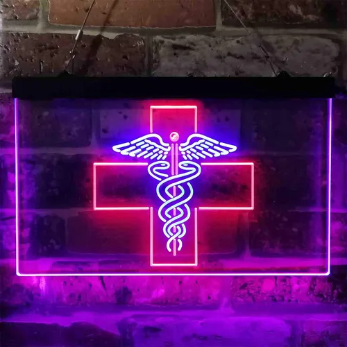 Miniatura 2 de ADVPRO Medical Cross Dispensary Snake Dual Color LED Neon Sign Azul y Rojo 12 x 8 pulgadas st6s32-i3901-br