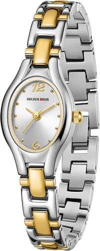 Miniatura 3 de GOLDEN HOUR Reloj de pulsera ovalado vintage de tono dorado para mujer