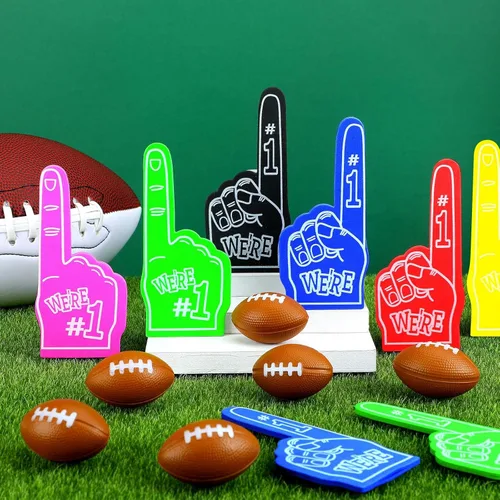 Miniatura 4 de Silipull 60 piezas de recuerdos de fiesta de fútbol, 30 mini bolas de estrés de fútbol, 30 piezas de dedo de abanico de espuma, mini #1 temática