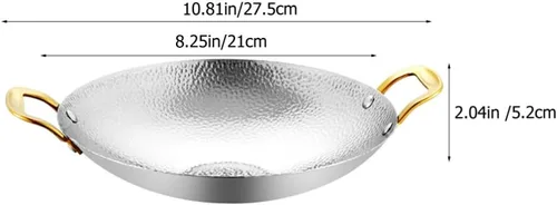 Miniatura 5 de Kichvoe Martillo de acero inoxidable olla seca de doble mango sartén de cocina 10.82 x 8.26 x 2.04 pulgadas, sartén ligera para cocina casera