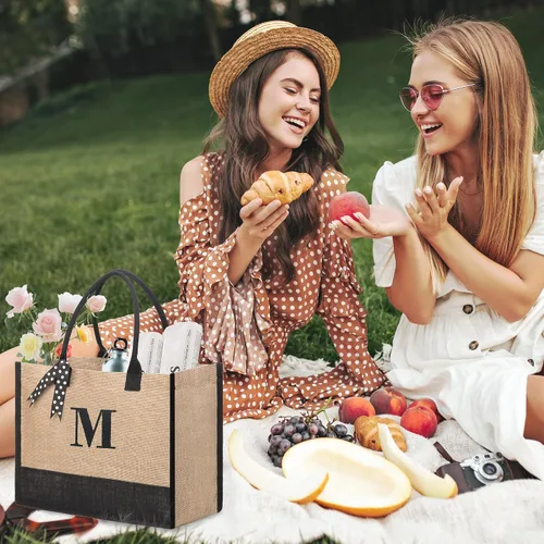 Miniatura 5 de BeeGreen Regalos para mujer, bolsa de lona con bolsillo bordado, bolsa de mano personalizada para amiga, mamá, profesora, hermana