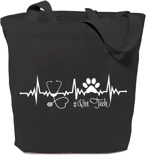 Miniatura 6 de Vet Tech - Bolsa de lona para mujer, estética, medicina veterinaria, reutilizable, bolsa de compras para el hombro, regalo divertido Blanco