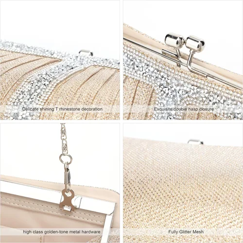 Miniatura 13 de Monederos de mano con diamantes de imitación para mujer, bolsos y bolsos formales de boda, fiesta, graduación, bolsas de dinero
