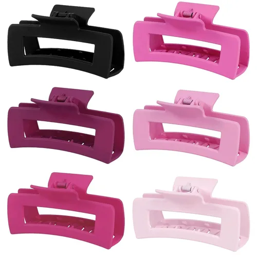 Miniatura 32 de Sisiaipu Pinzas de pelo grandes de 4 pulgadas, 6 piezas de garra grande para cabello grueso, pinzas cuadradas para el cabello para mujeres, pinzas