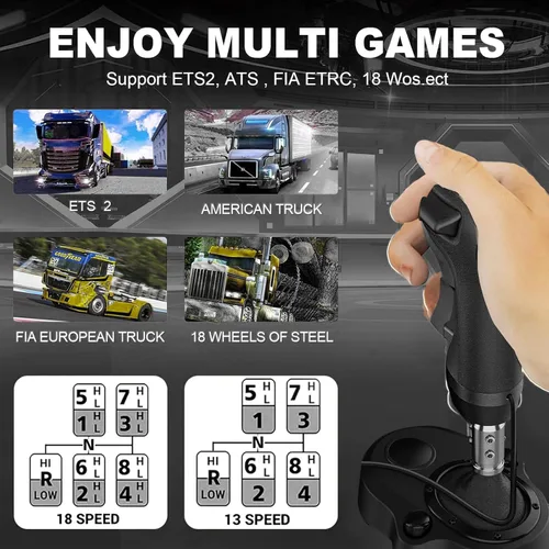 Miniatura 4 de Obokidly Upgrade USB Gearshift Knob Modification Steering Wheels Accessories Support G29 G27 G25 Compatible with PC for ATS & ETS2 Racing Shifter