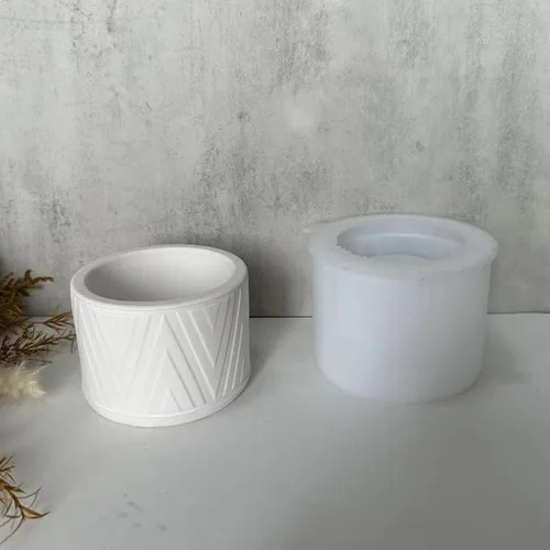 Miniatura 13 de Molde de silicona para maceta de flores redonda de hormigón con patrón vintage, molde de jarrón para plantas suculentas de yeso, molde